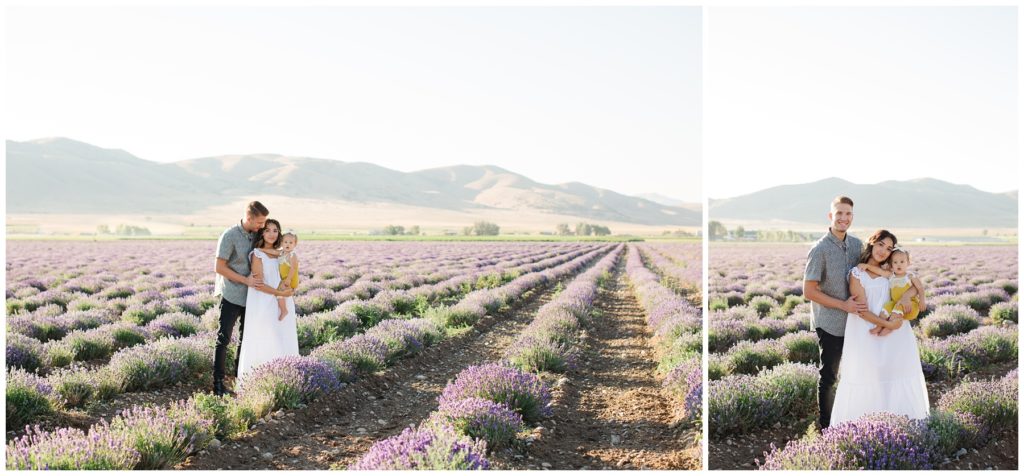 Family Standing in a lavender farm. Utah Lifestyle Family Session in the Young Living Lavender Fields. Mary Horne Nelson, 2021