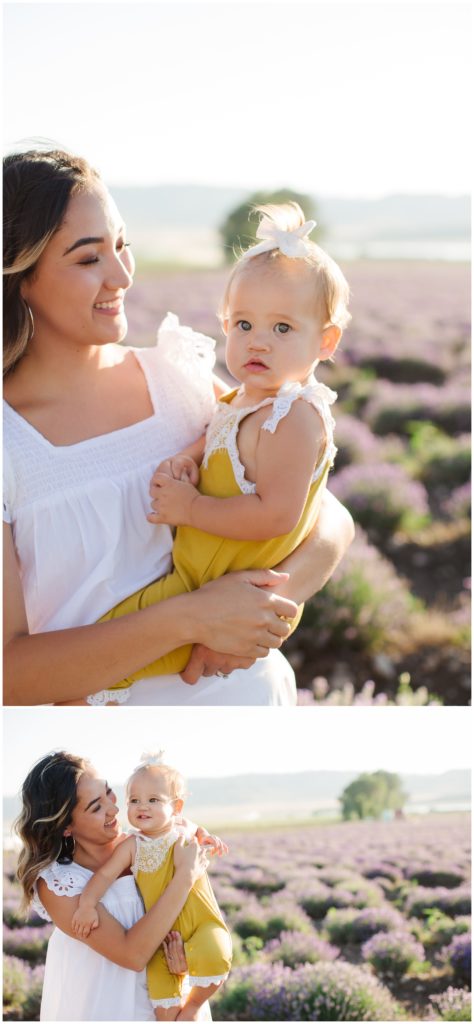 Mother and daughter playing together in Mona, Utah. Utah Lifestyle Family Session in the Young Living Lavender Fields. Mary Horne Nelson, 2021