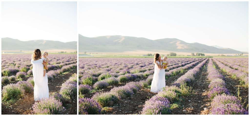 Mother and daughter in field. Utah Lifestyle Family Session in the Young Living Lavender Fields. Mary Horne Nelson, 2021