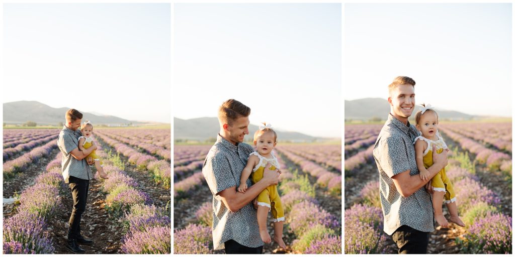 Father and Daughter playing. Utah Lifestyle Family Session in the Young Living Lavender Fields. Mary Horne Nelson, 2021