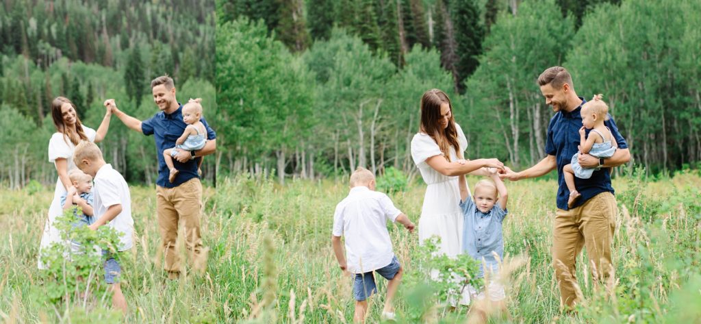 Family Photos in a grove of Aspens in Salt Lake City Utah. Photo by Mary Horne Nelson. Utah Lifestyle Photographer
