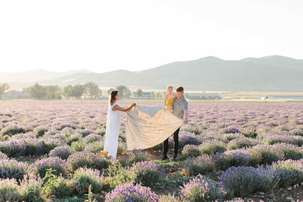 Family in Utah Lavender Fields