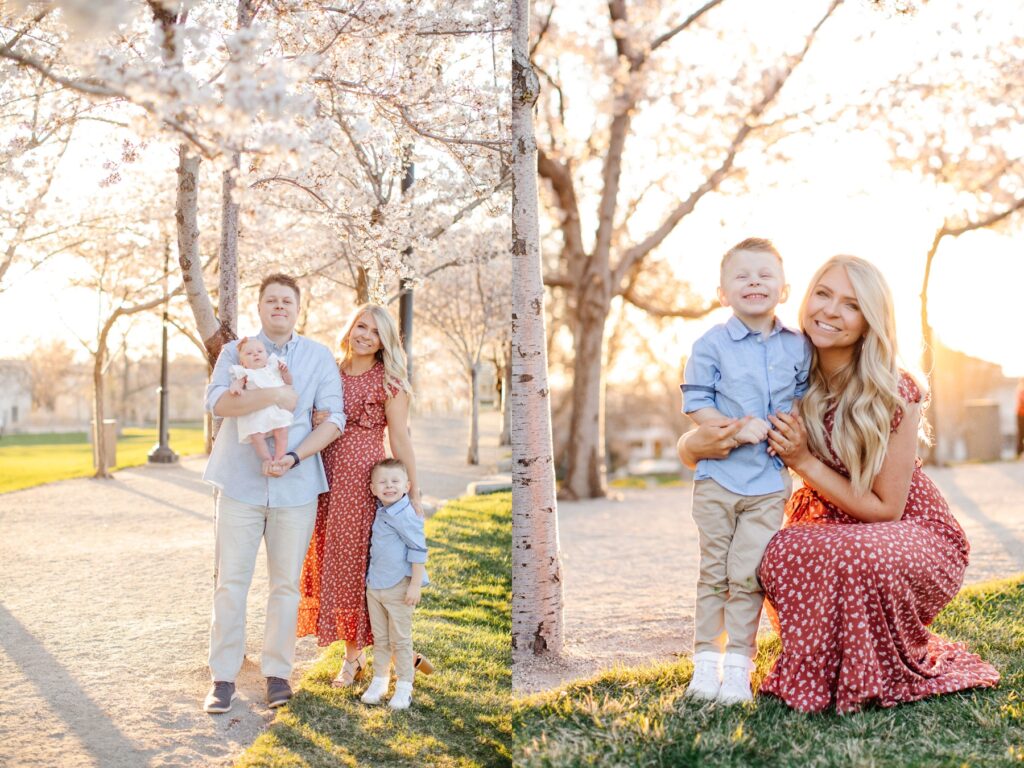 A family in the cherry trees in Utah.