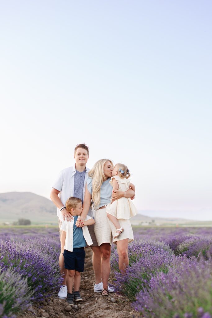 Family at the lavender fields in Utah